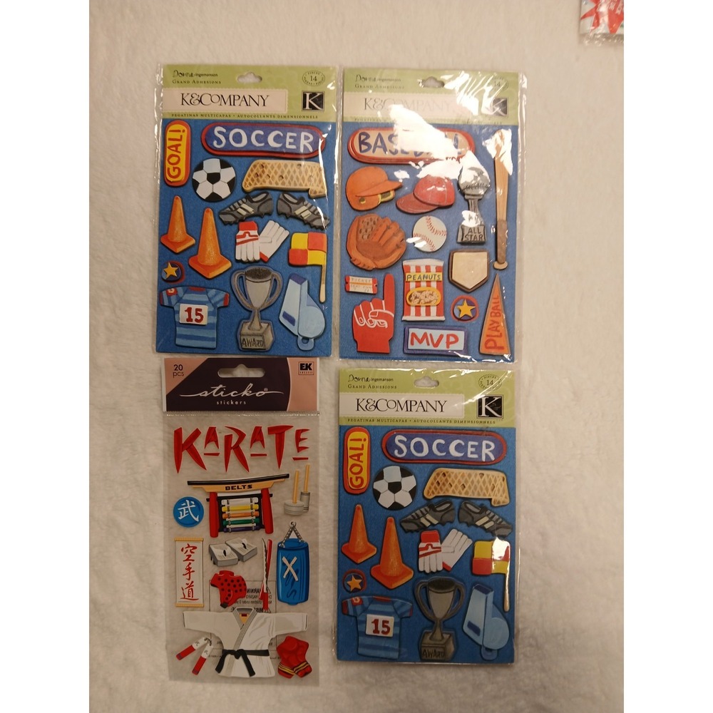 K&COMPANY&STICKO SPORTS DIMENSIONAL STICKERS ~KARATE-BASEBALL-SOCCERβ